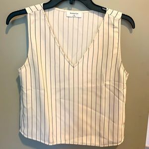 Aritzia Babaton Inscribe Pinstripe Sleeveless V-Neck Blouse